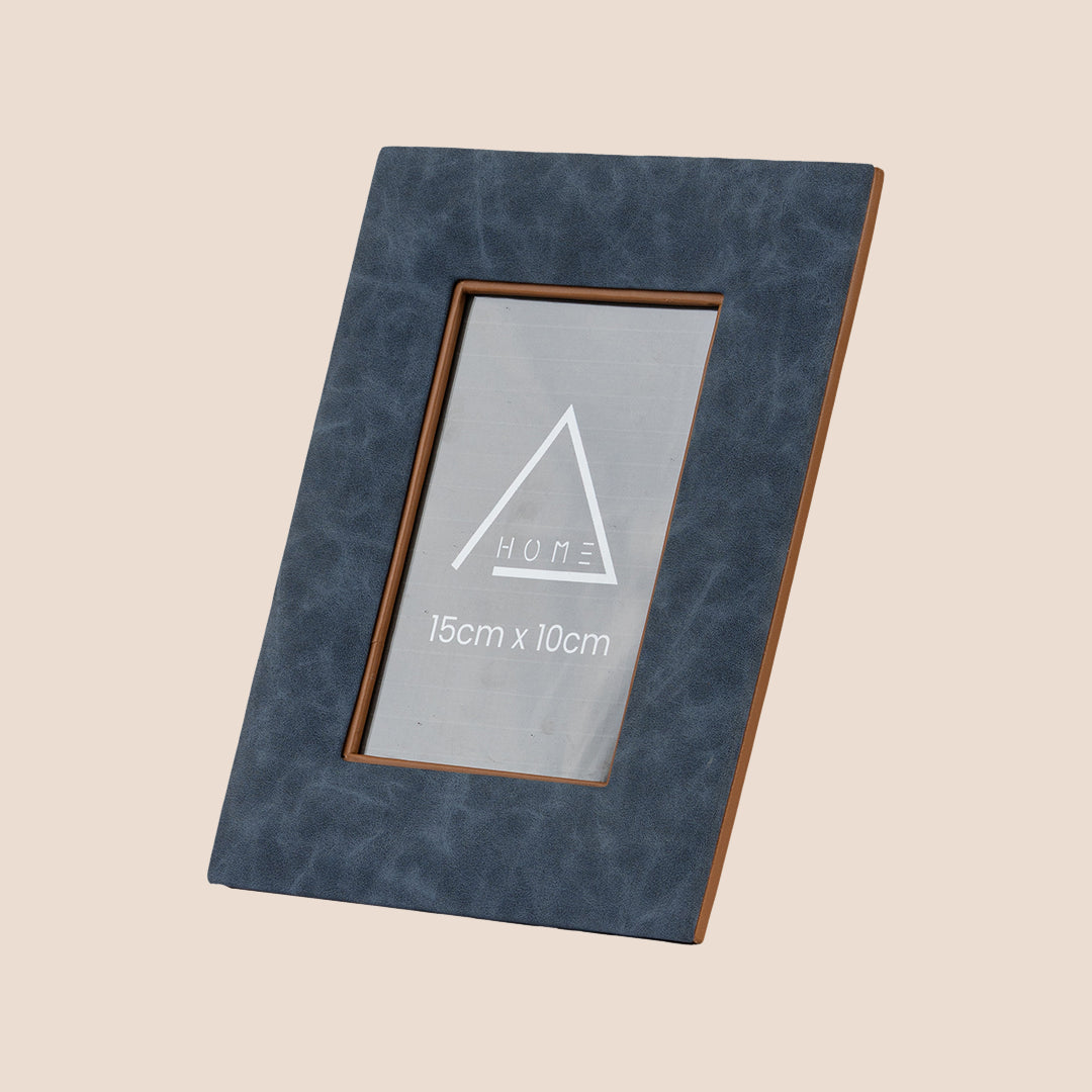 The Azure Canvas: Textured Leather Frame