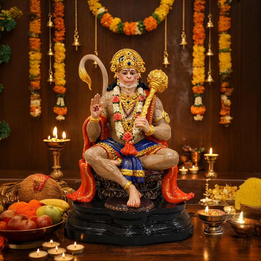 Lord Hanuman Ji - God Idol (Hand Painted)