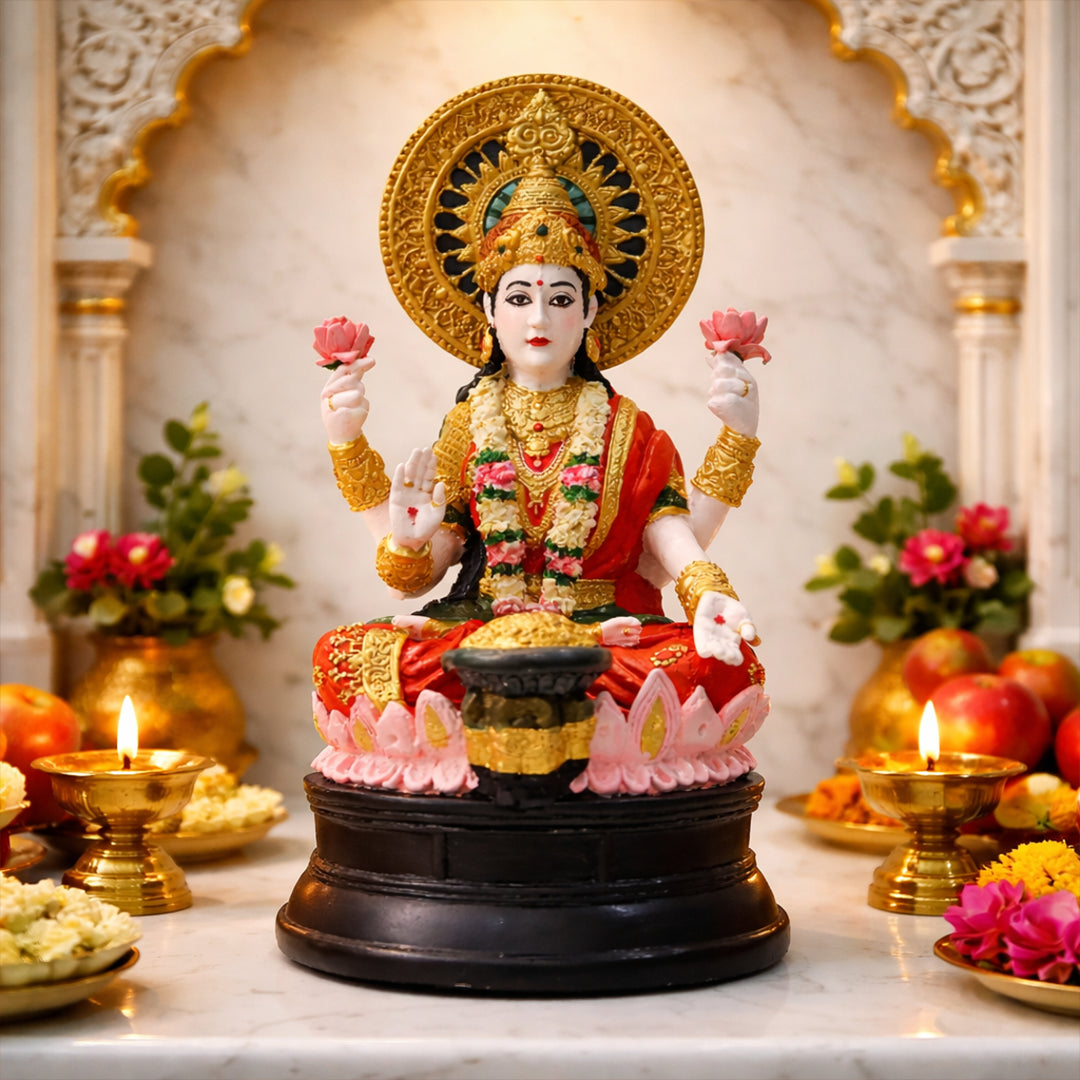 Goddess Lakshmi Ji - God Idol (Hand Painted)