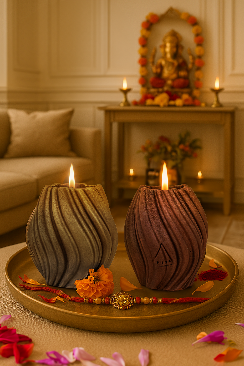 Movement of Fluidity & Surprise Rakhi Gift (Set of 2 Scented Candles) - ACad Home
