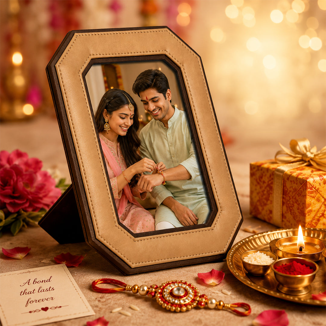 Twin Hue Octa - Photo Frame - Get your personalised photo printed - Rakhi Gift Set