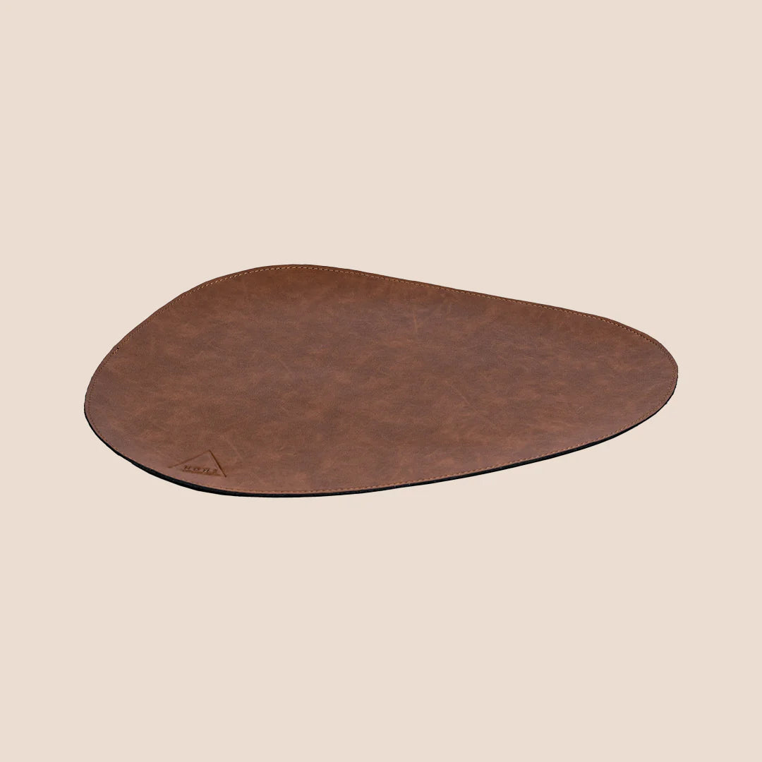 Leather Abstract Mats & Cutlery Holder - Set of 1