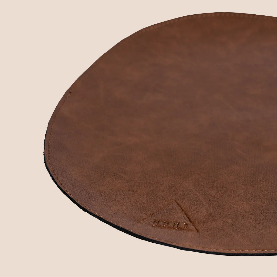 Leather Abstract Mats & Cutlery Holder - Set of 1