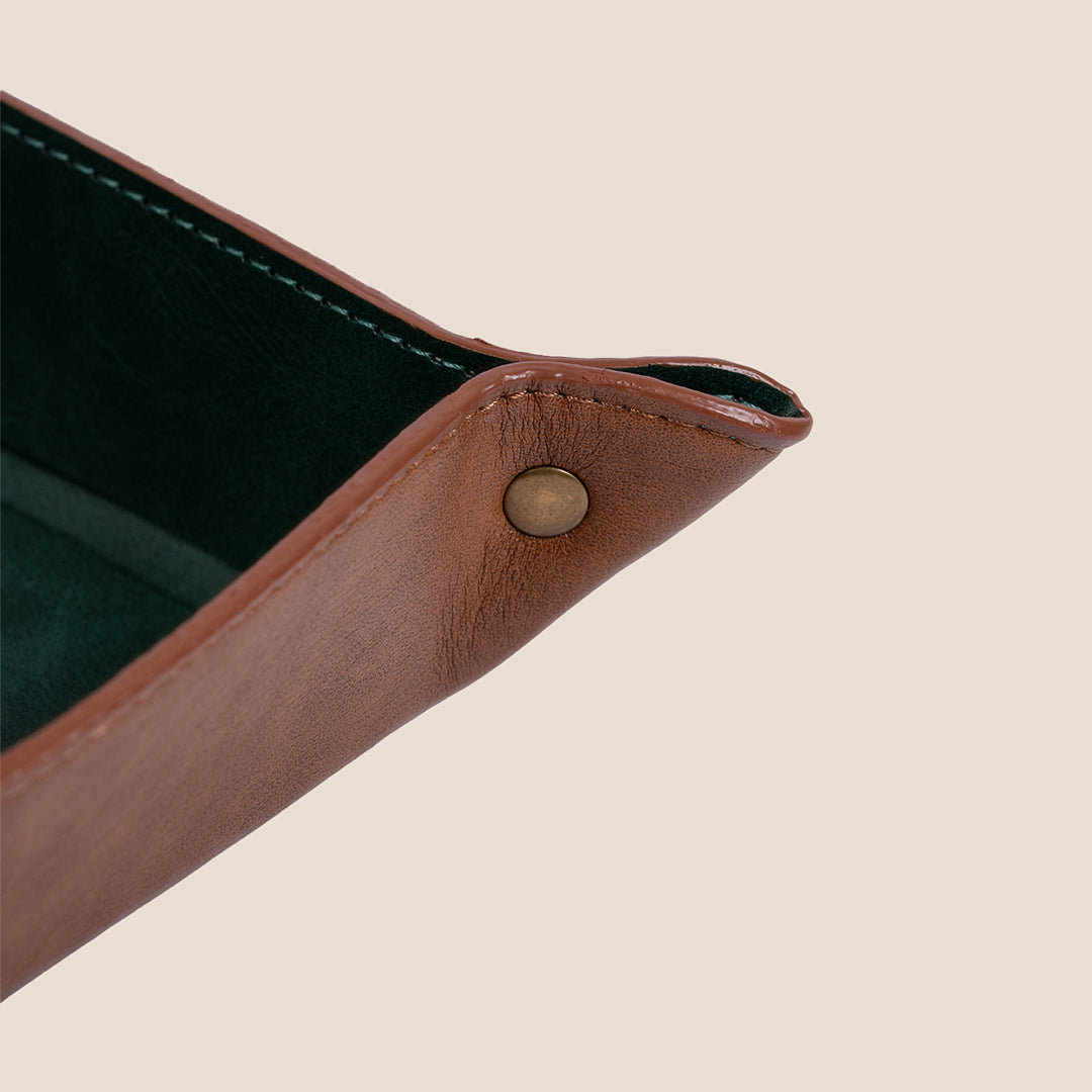 Dual Classic Square Leather Organiser Tray