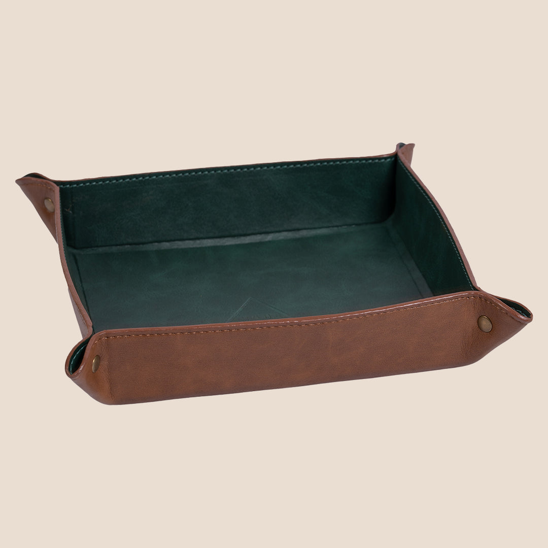 Dual Classic Square Leather Organiser Tray