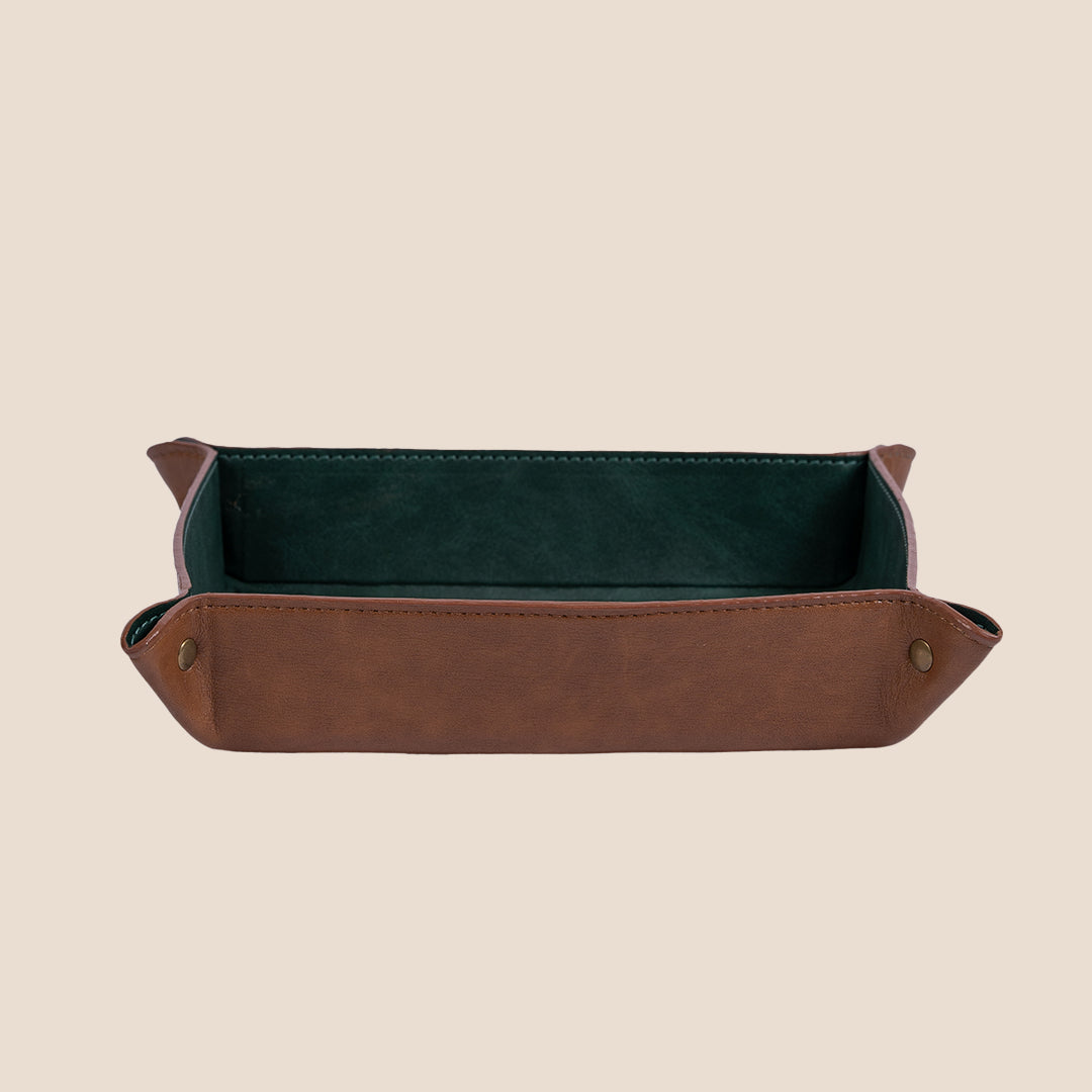 Dual Classic Square Leather Organiser Tray