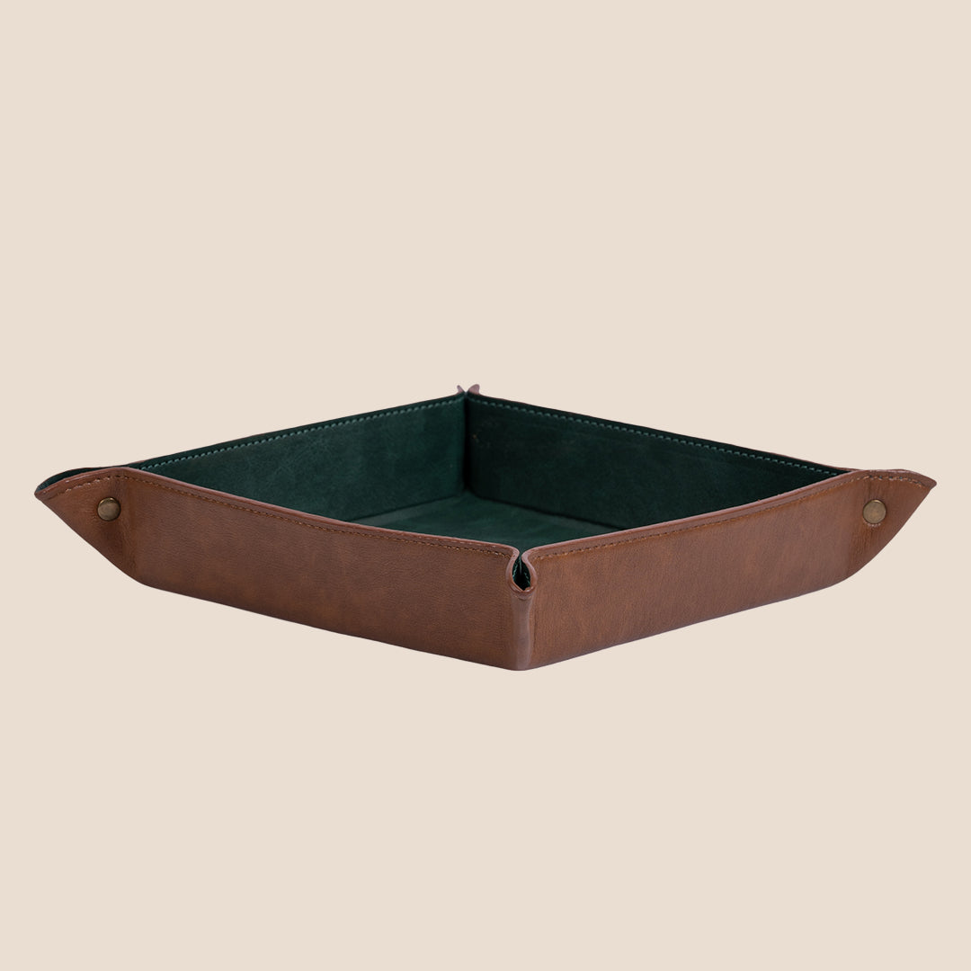 Dual Classic Square Leather Organiser - Tray