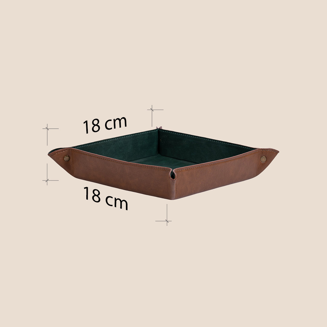 Dual Classic Square Leather Organiser Tray