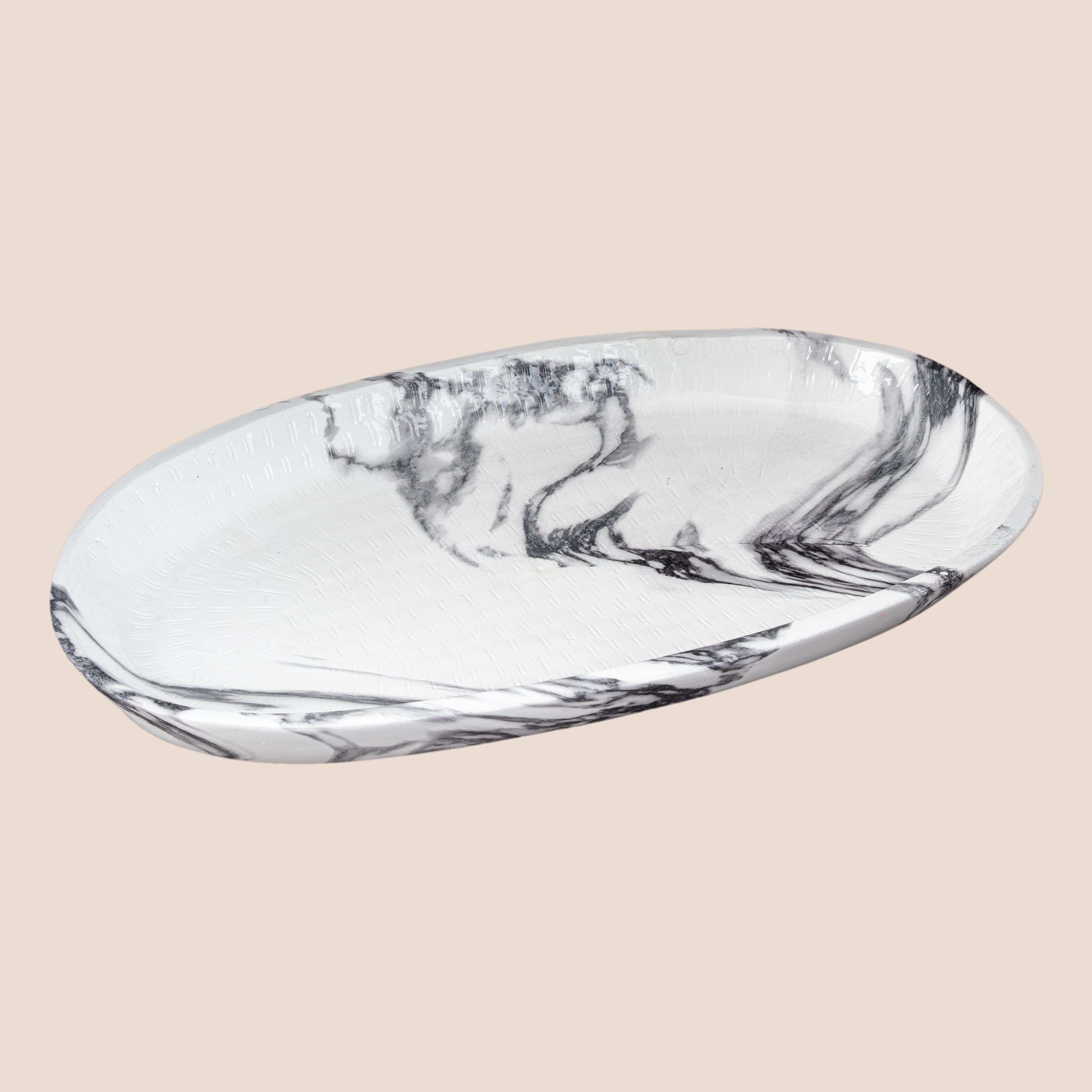 Aureon Oval & Marquina Edge Platter- Décor Tray Set