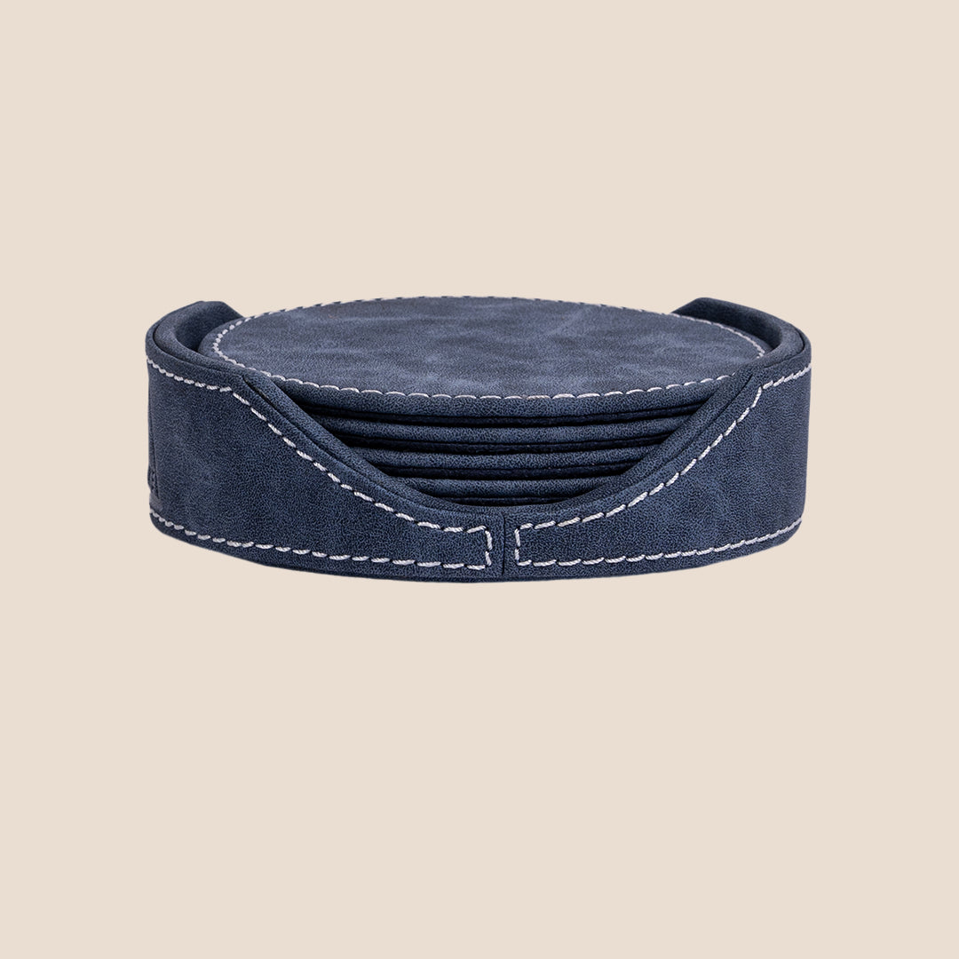 Luxe Round Coasters With Holder- Set of 6