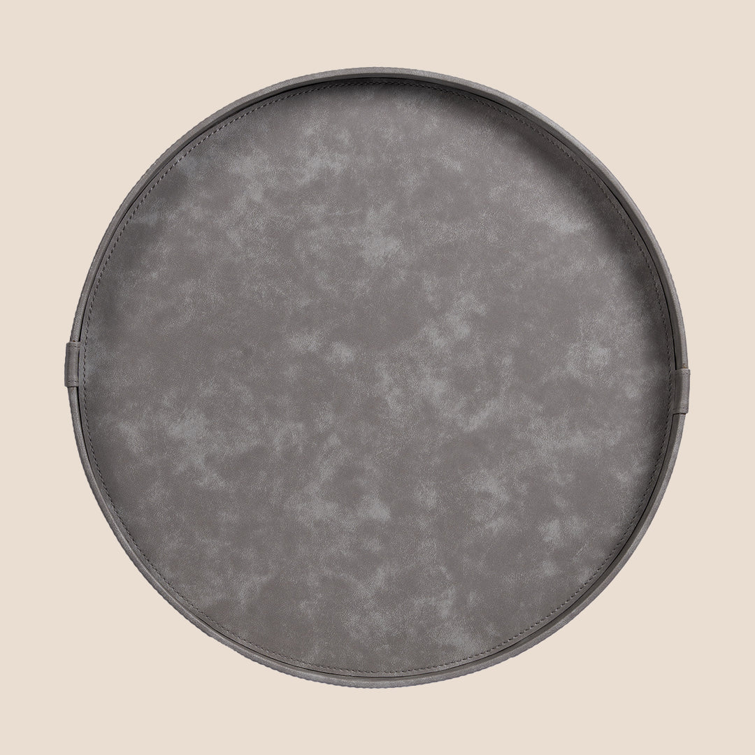 Grey Faux Round- Décor Tray