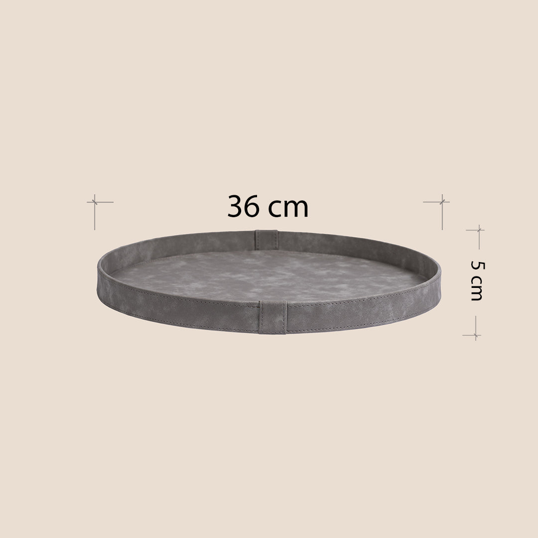 Grey Faux Round- Décor Tray