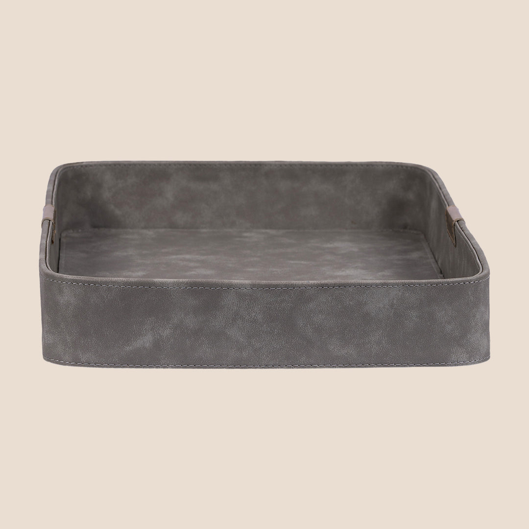 Curvedge Rectangular  Leather Tray