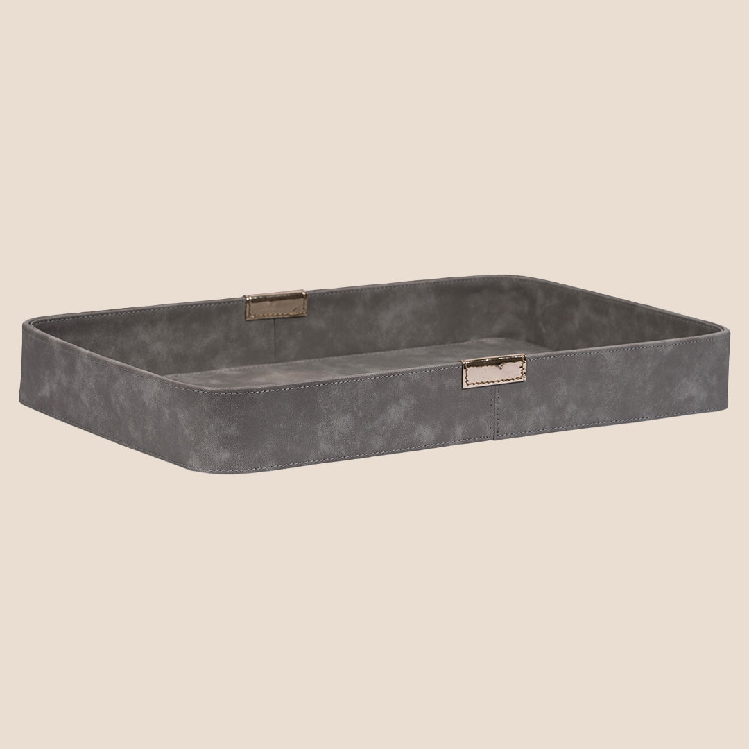 Curvedge Rectangular  Leather Tray