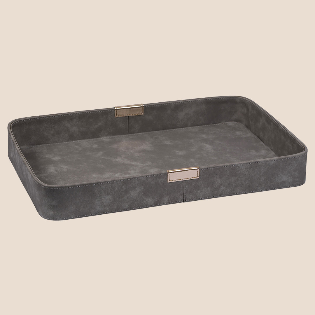 Curvedge Rectangular  Leather Tray