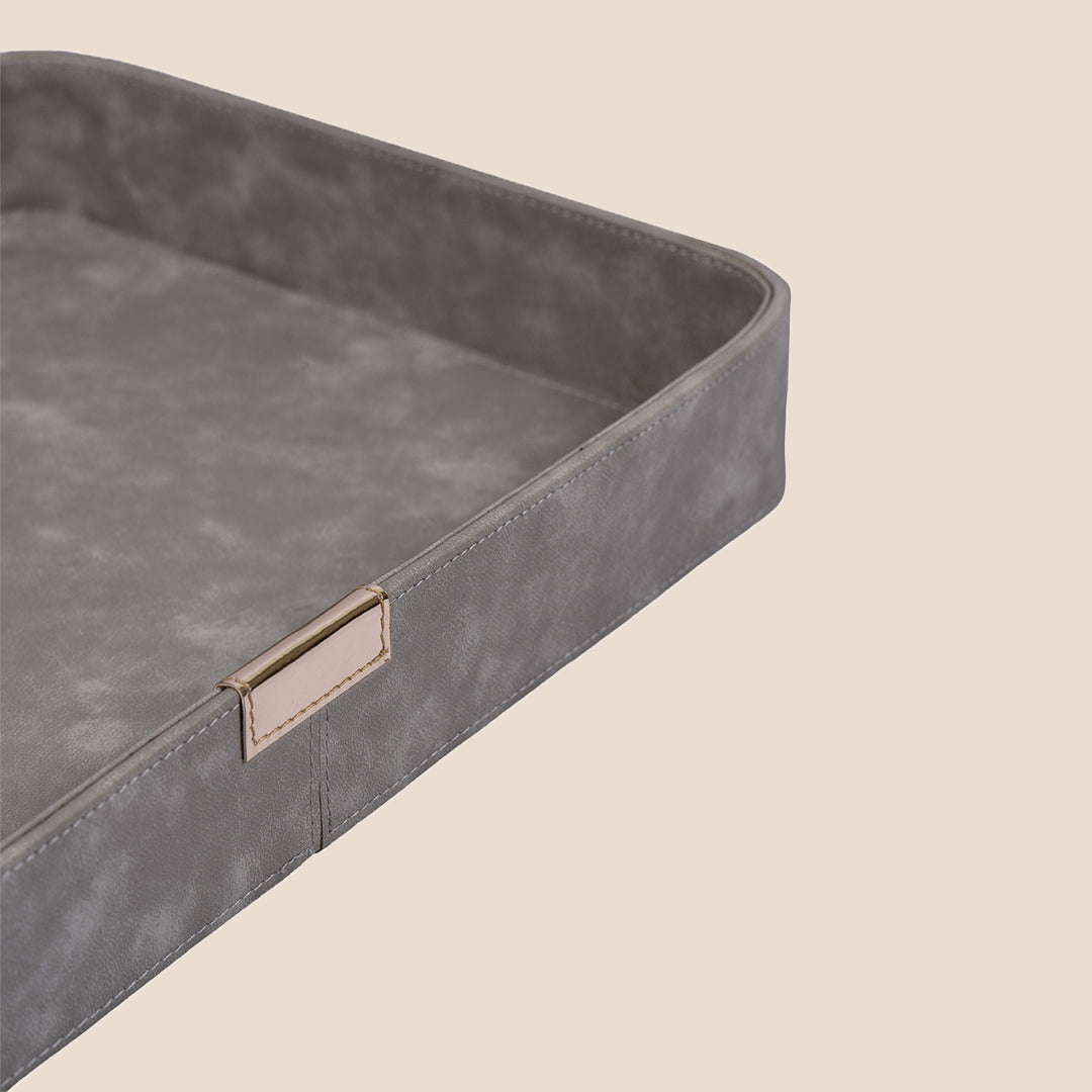 Curvedge Rectangular  Leather Tray