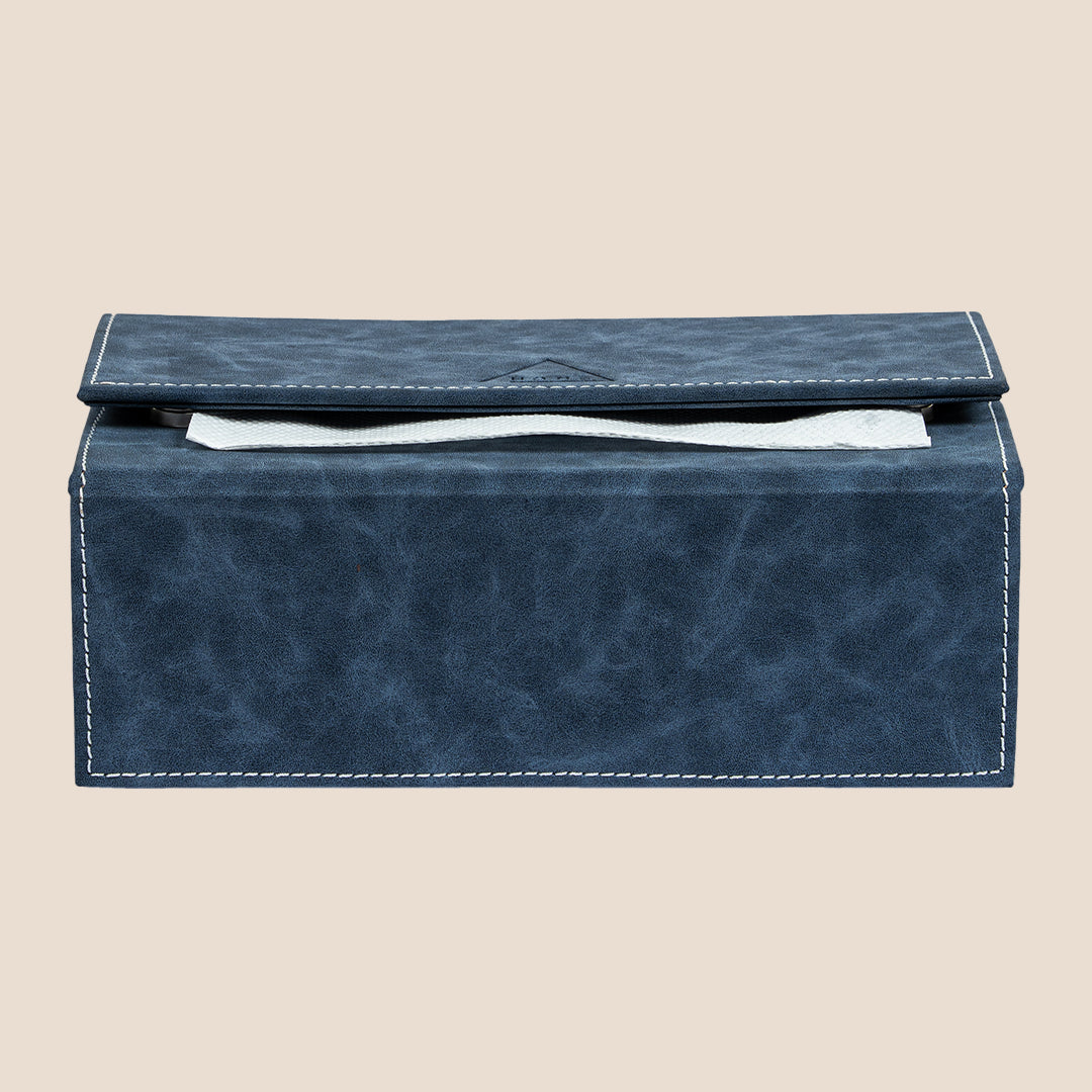 Blue Flap Lock Leather Holder