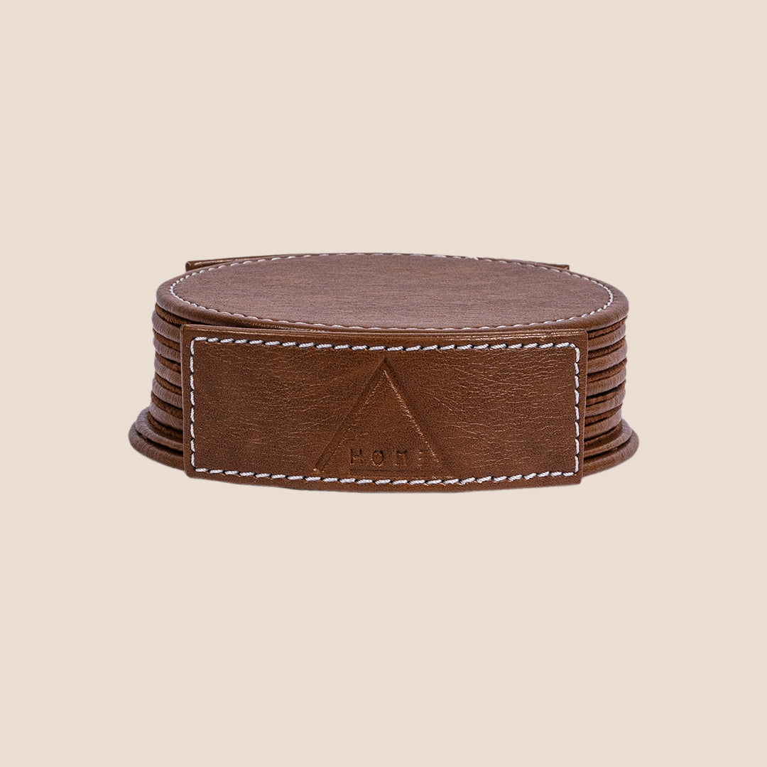 Luxe Round Coasters With Holder- Set of 6