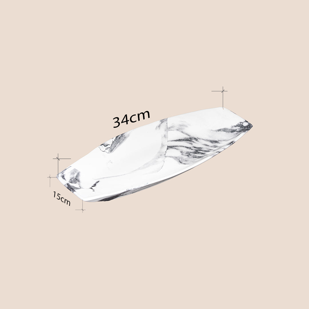 Aureon Oval & Marquina Edge Platter- Décor Tray Set