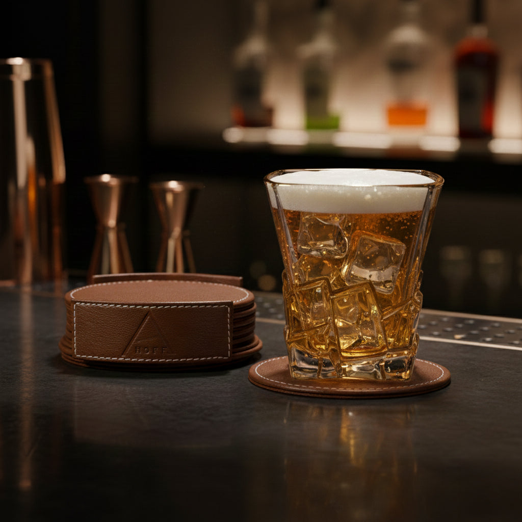 Luxe Round Coasters With Holder- Set of 6