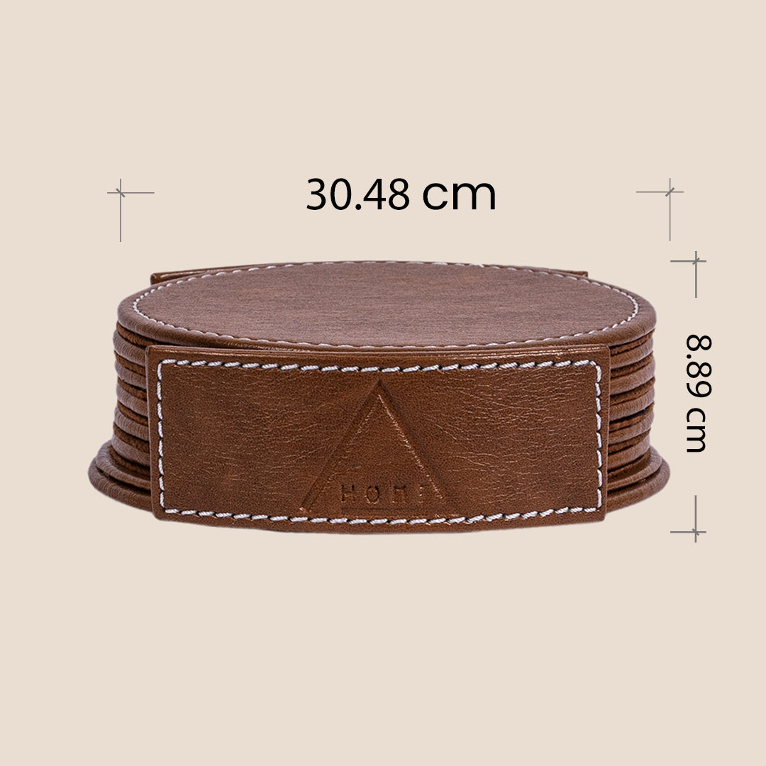 Luxe Round Coasters With Holder- Set of 6