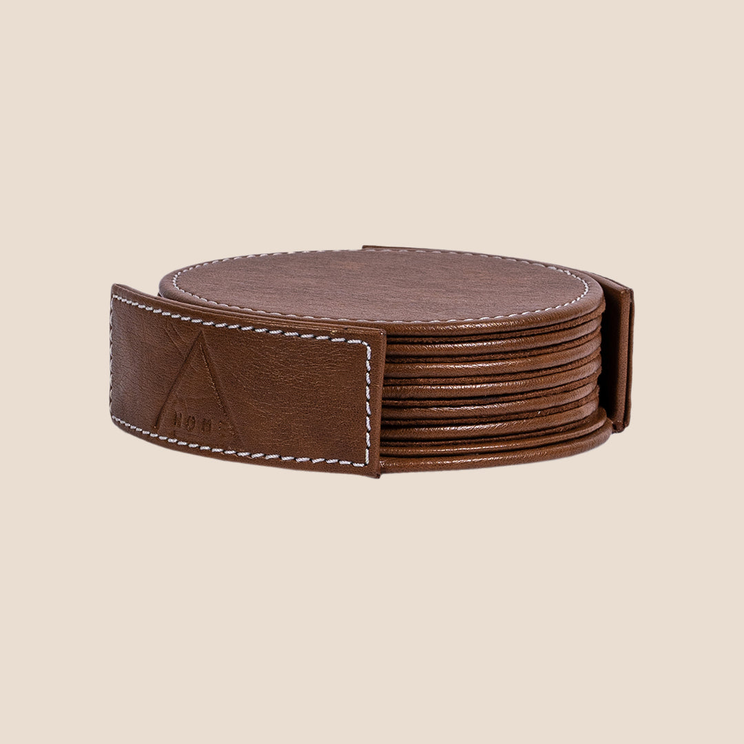 Luxe Round Coasters With Holder- Set of 6