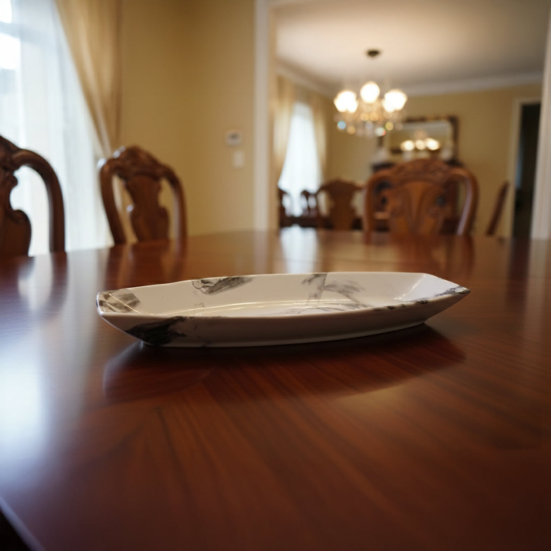 Aureon Oval & Marquina Edge Platter- Décor Tray Set