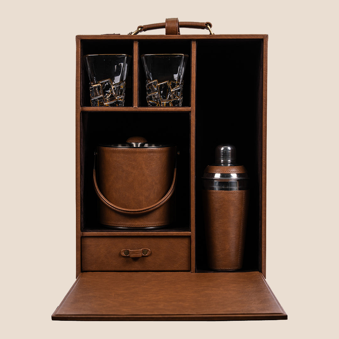 Legacy Liquor Leather Chest- Barware Set