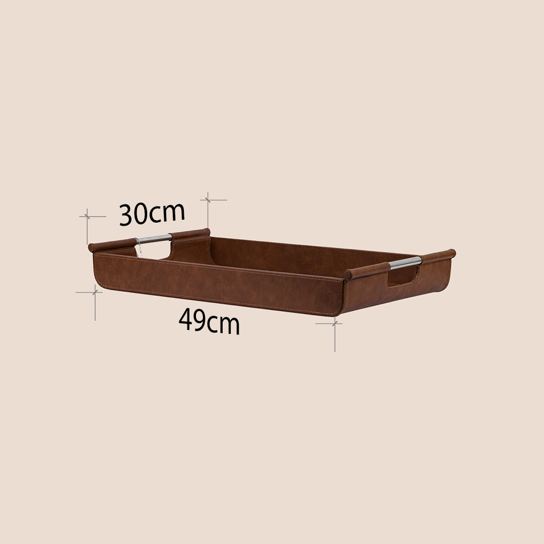 Saddle Stitch Square Coaster and Leather Tray Set
