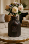 The Tactile Vessel & Etched Glow & Surprise Rakhi Gift (Set of Scented Candle & Vase) - ACad Home
