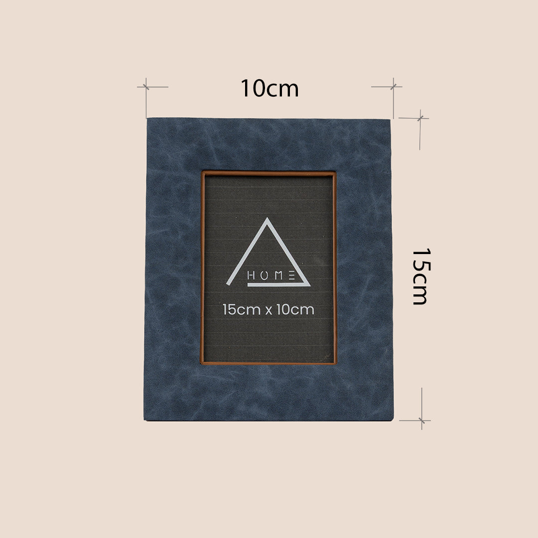 The Azure Canvas: Textured Leather Frame