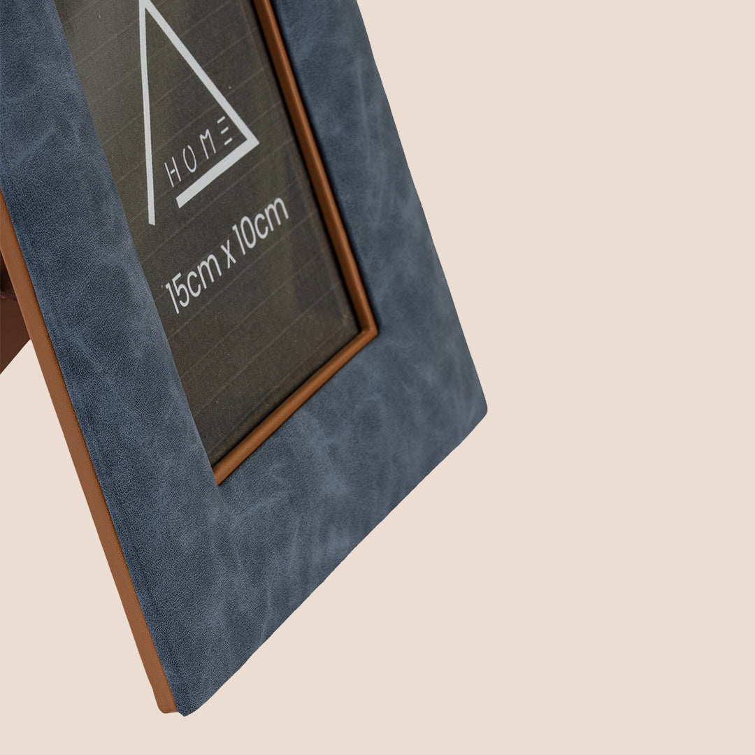 The Azure Canvas: Textured Leather Frame