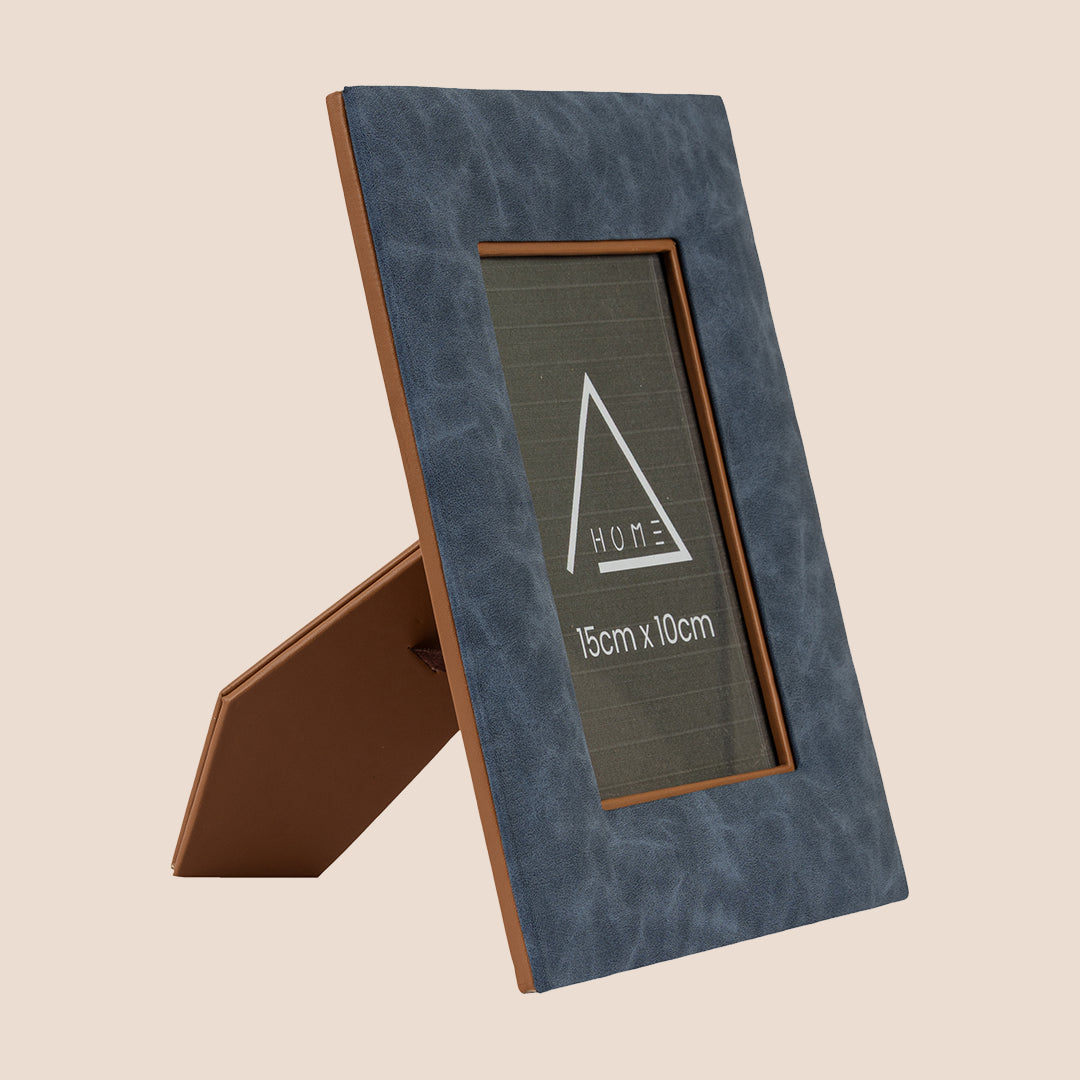 The Azure Canvas: Textured Leather Frame