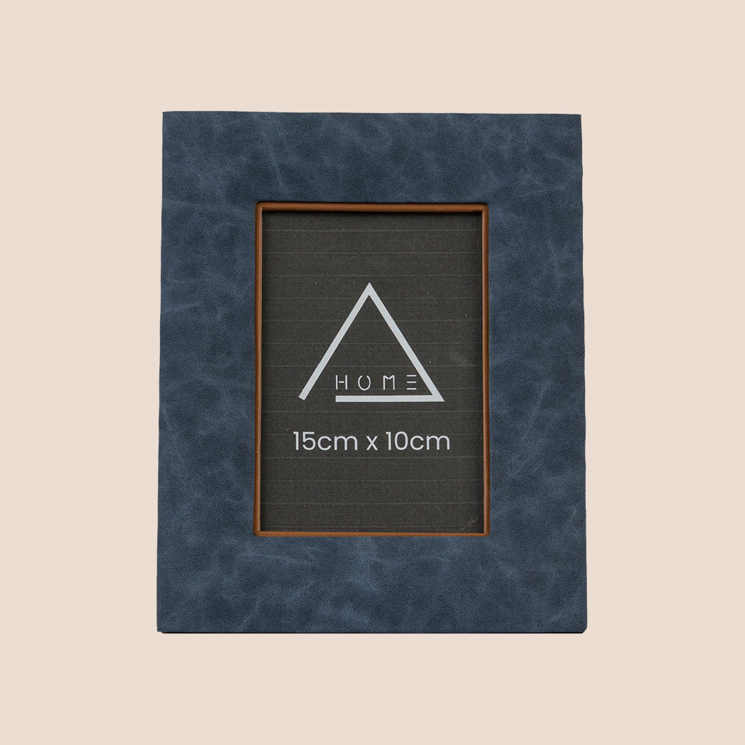 The Azure Canvas: Textured Leather Frame