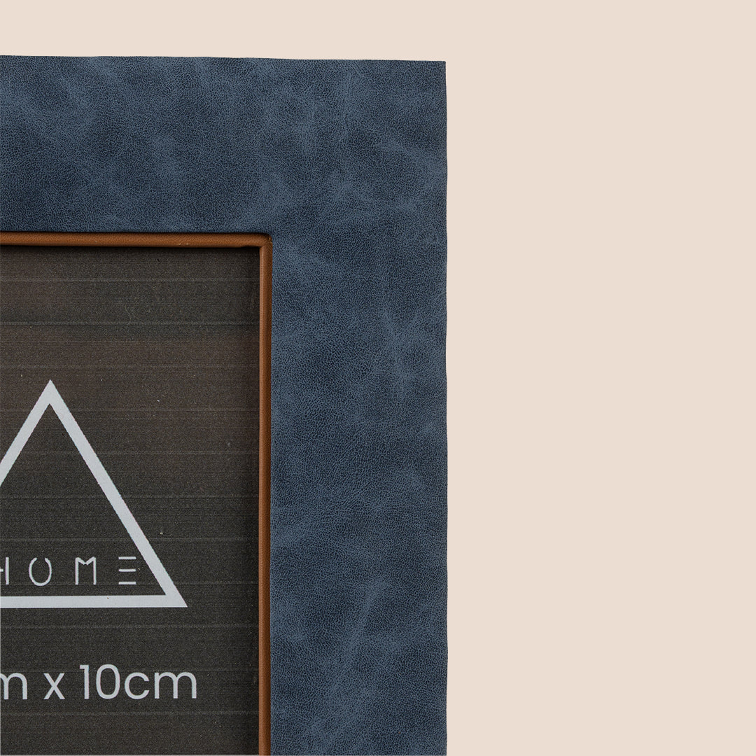 The Azure Canvas: Textured Leather Frame