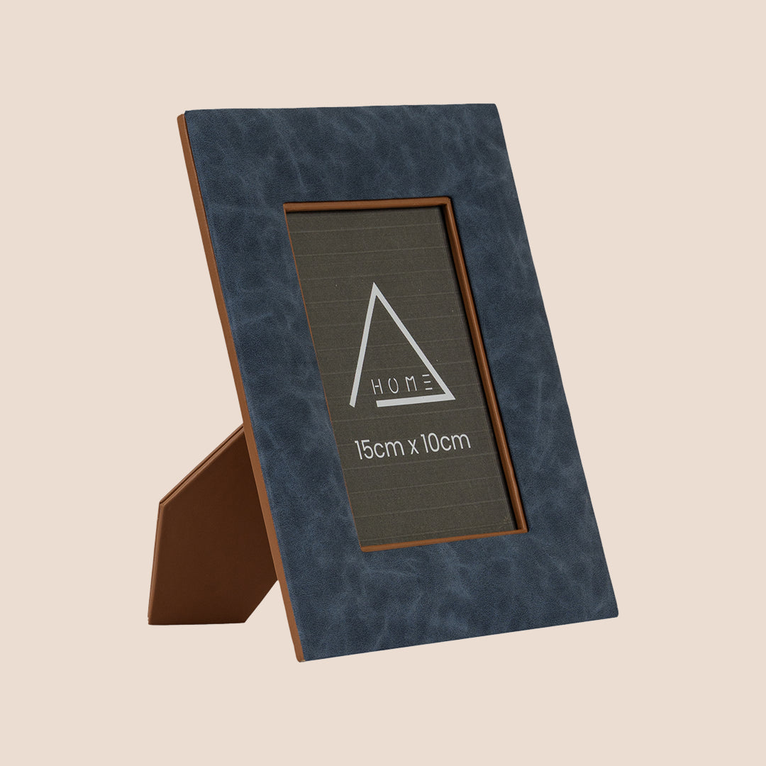 The Azure Canvas: Textured Leather Frame
