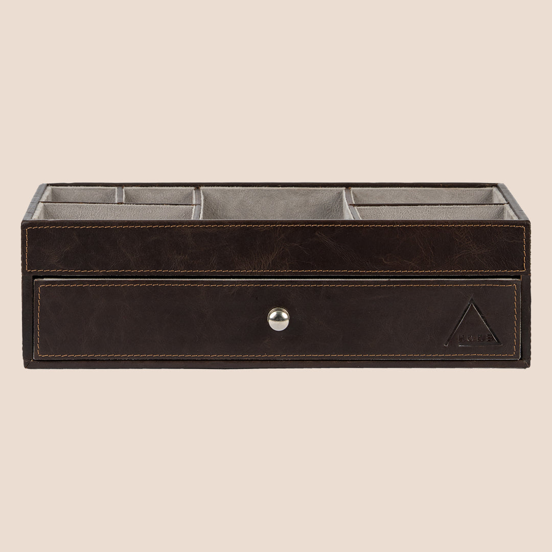The Heritage Valet: Dual-Layer Organizer- Real Leather- Rakhi Gift Set
