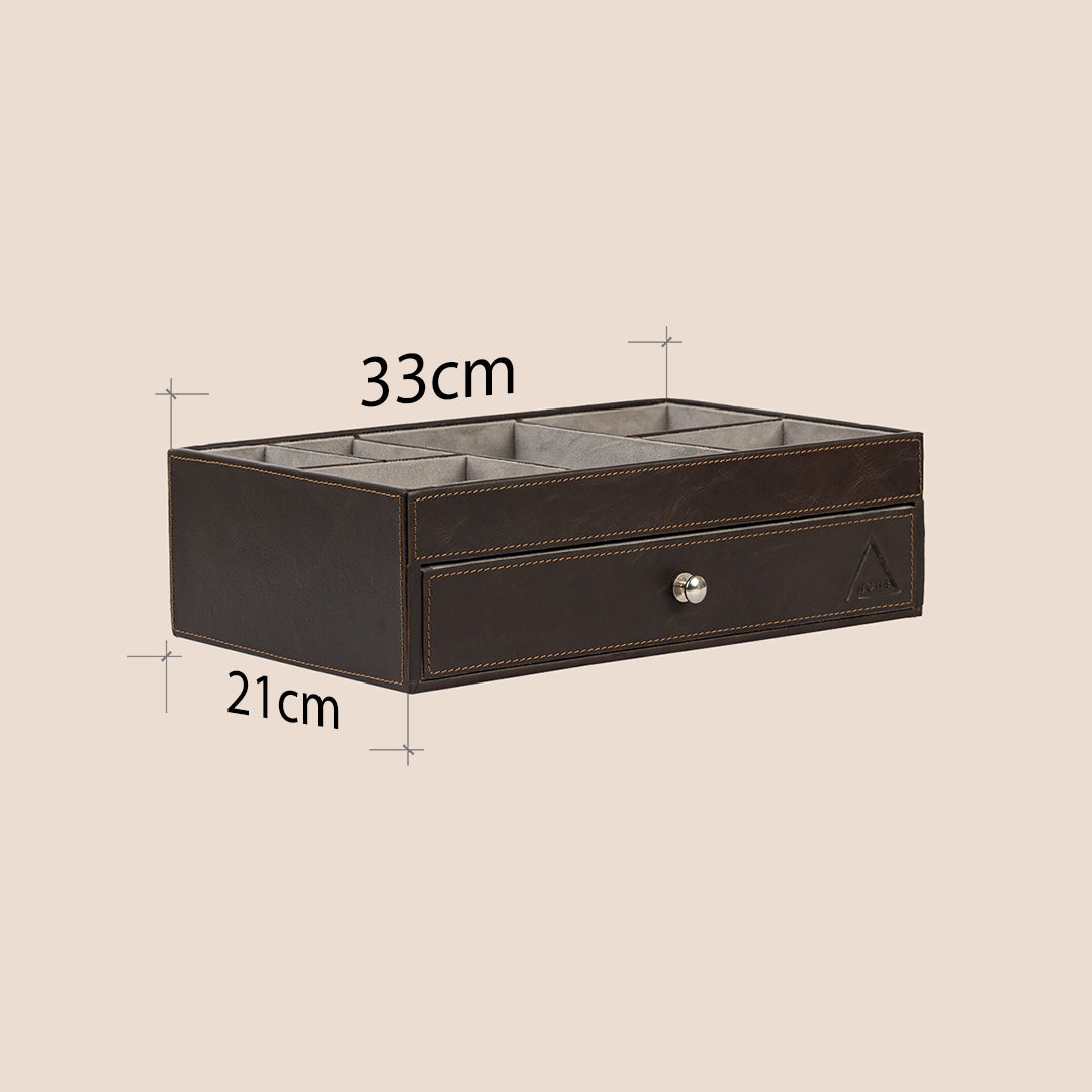 The Heritage Valet: Dual-Layer Organizer- Real Leather