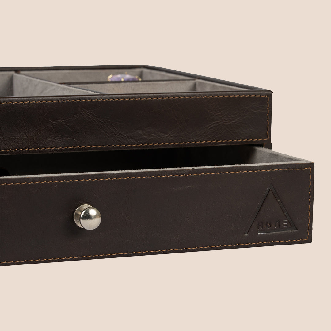The Heritage Valet: Dual-Layer Organizer- Real Leather