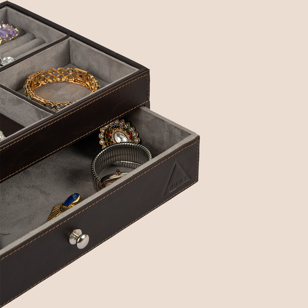 The Heritage Valet: Dual-Layer Organizer- Real Leather