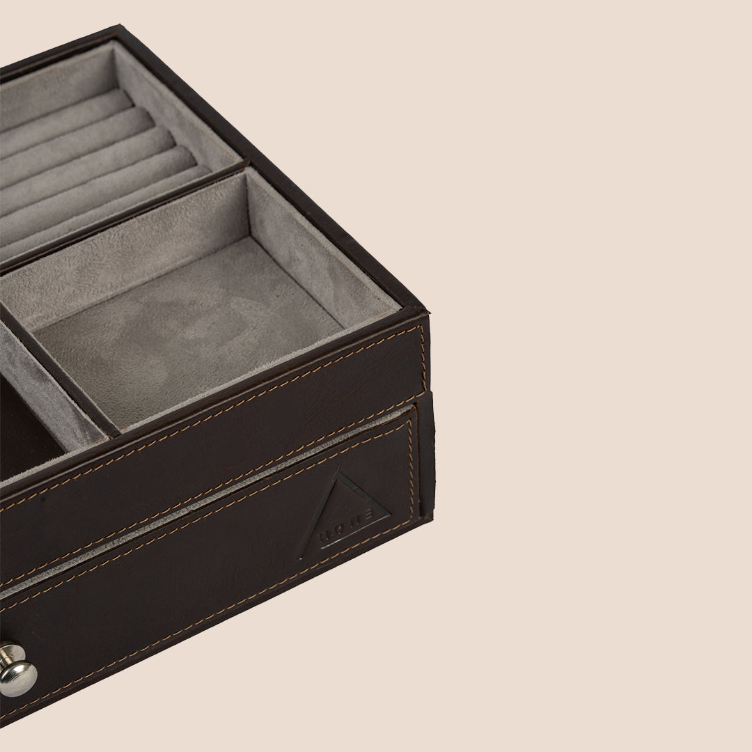 The Heritage Valet: Dual-Layer Organizer- Real Leather