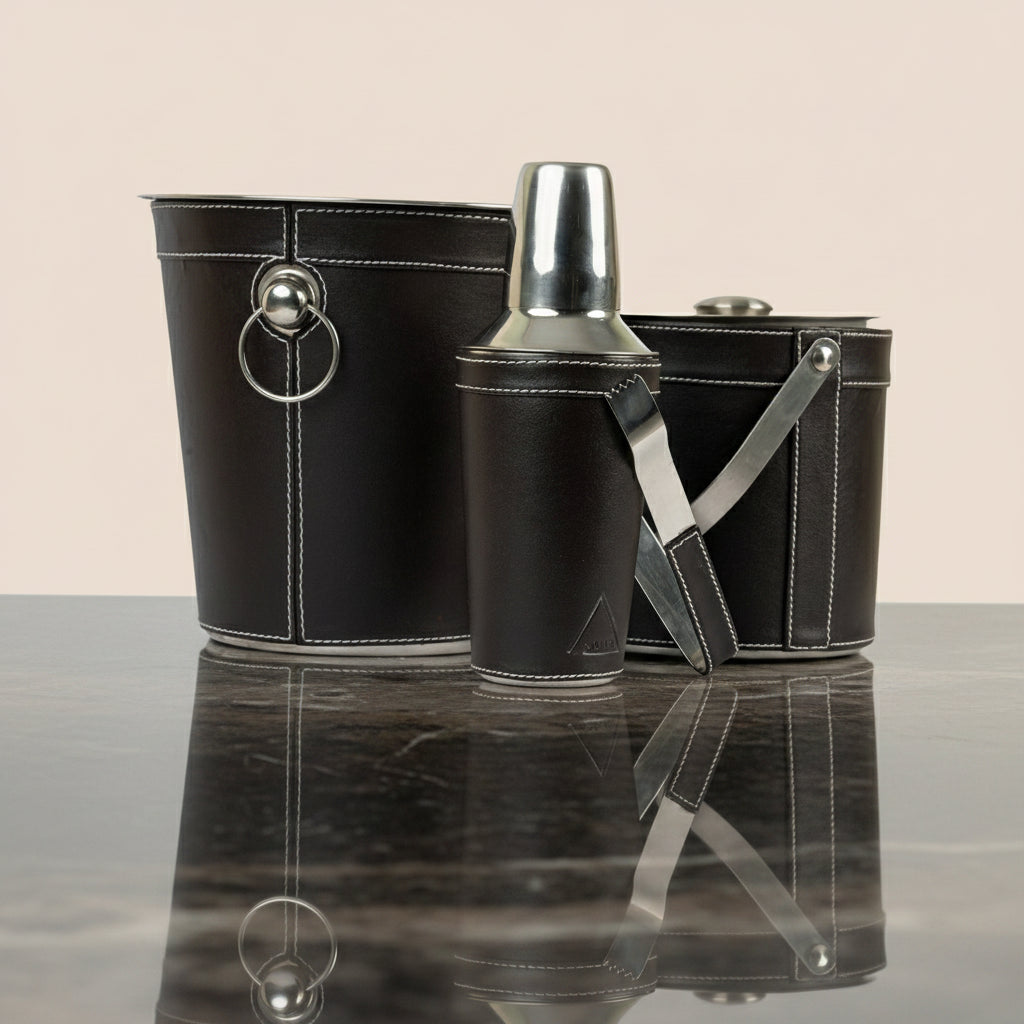 The Midnight Collection: Leather- Barware Set