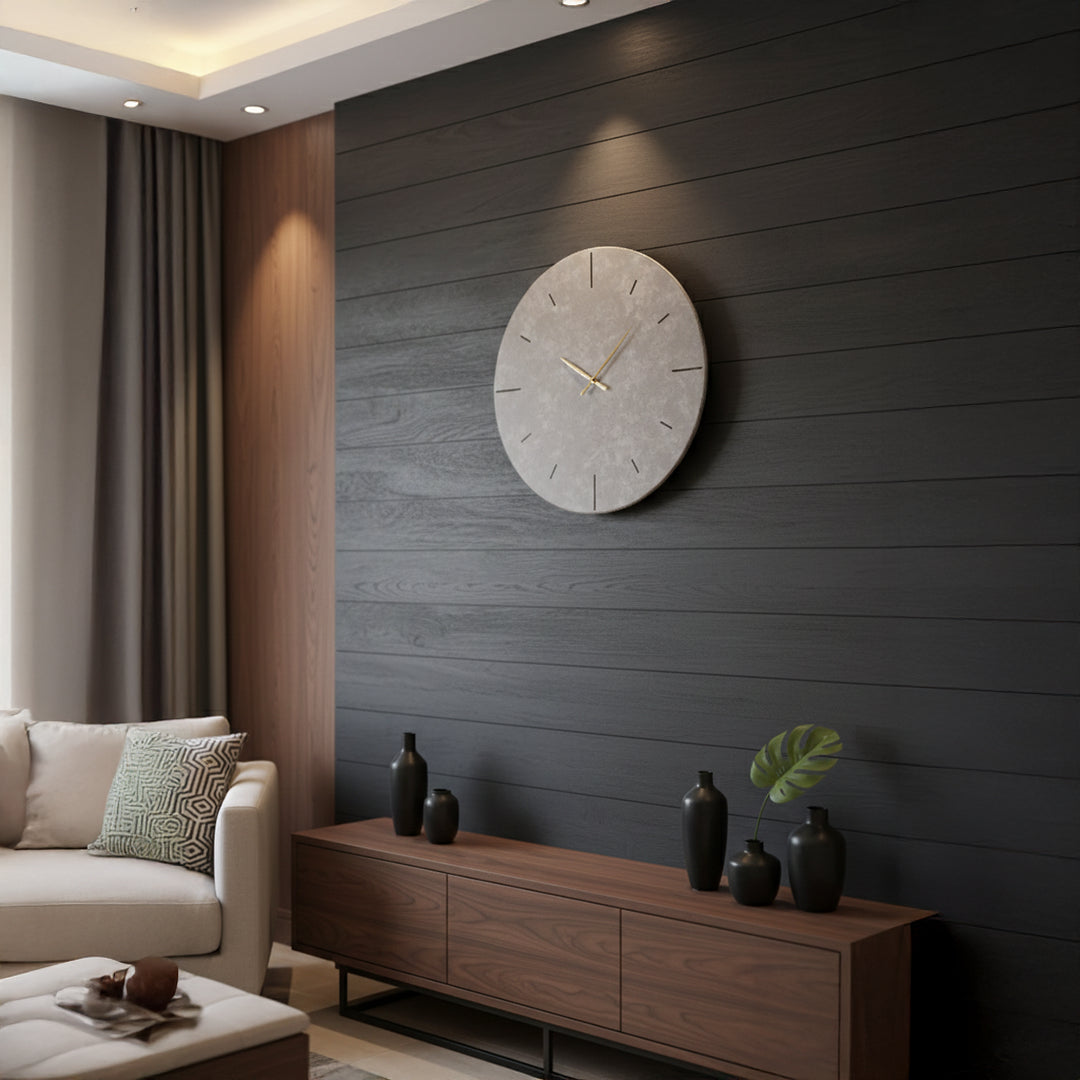 Linea - Minimal Grey Leather Wall Clock