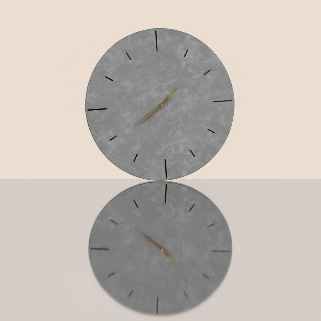 Linea - Minimal Grey Leather Wall Clock