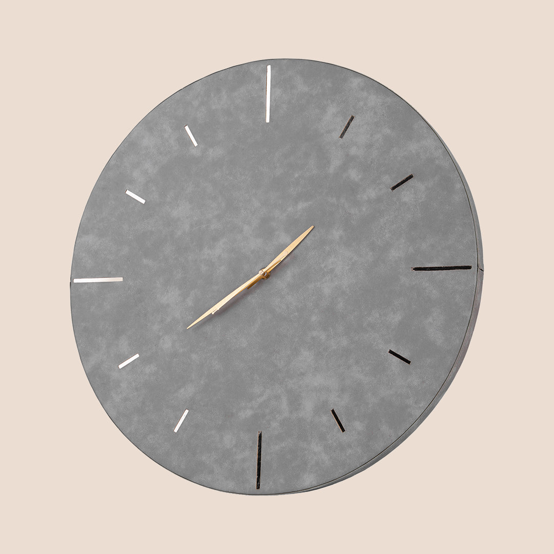 Linea - Minimal Grey Leather Wall Clock