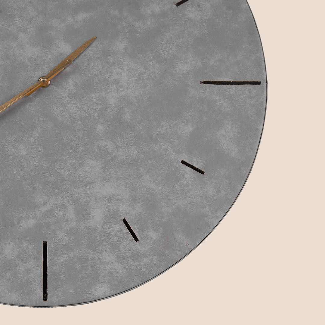 Linea - Minimal Grey Leather Wall Clock