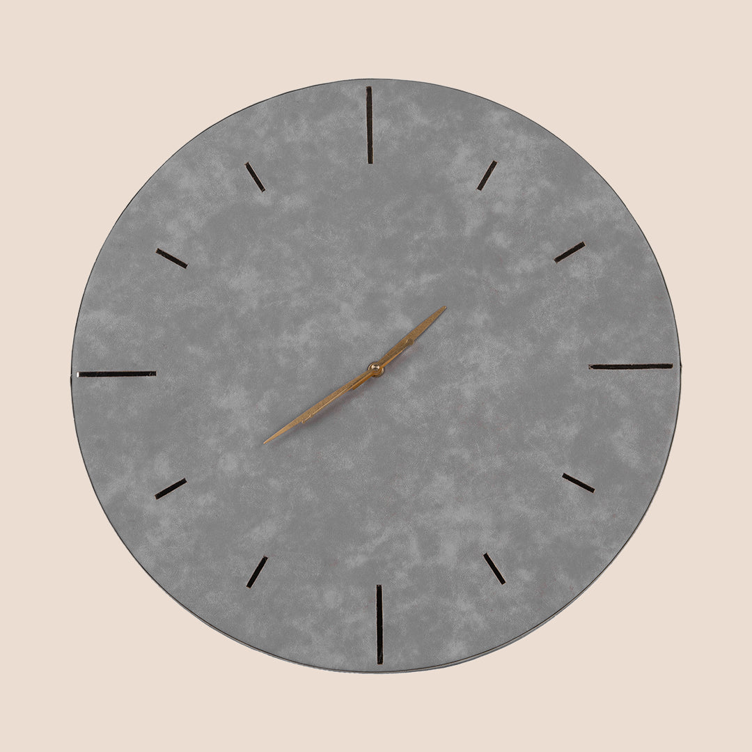 Linea - Minimal Grey Leather Wall Clock