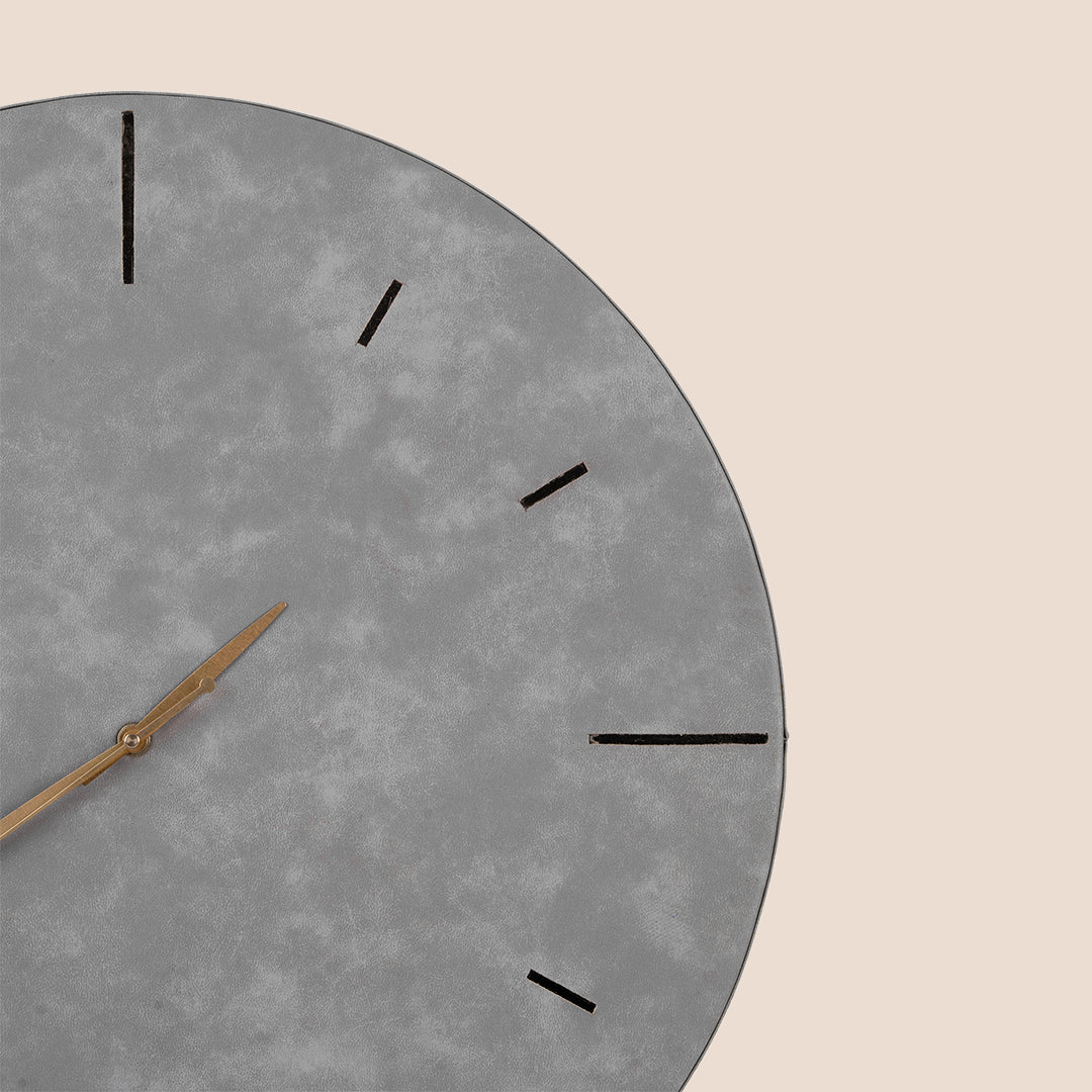 Linea - Minimal Grey Leather Wall Clock
