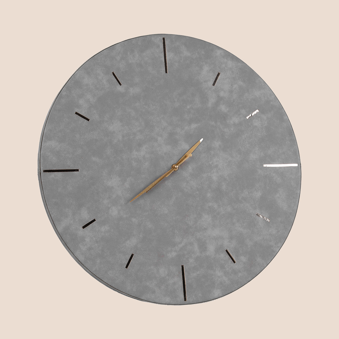 Linea -Minimal Grey Leather Wall Clock