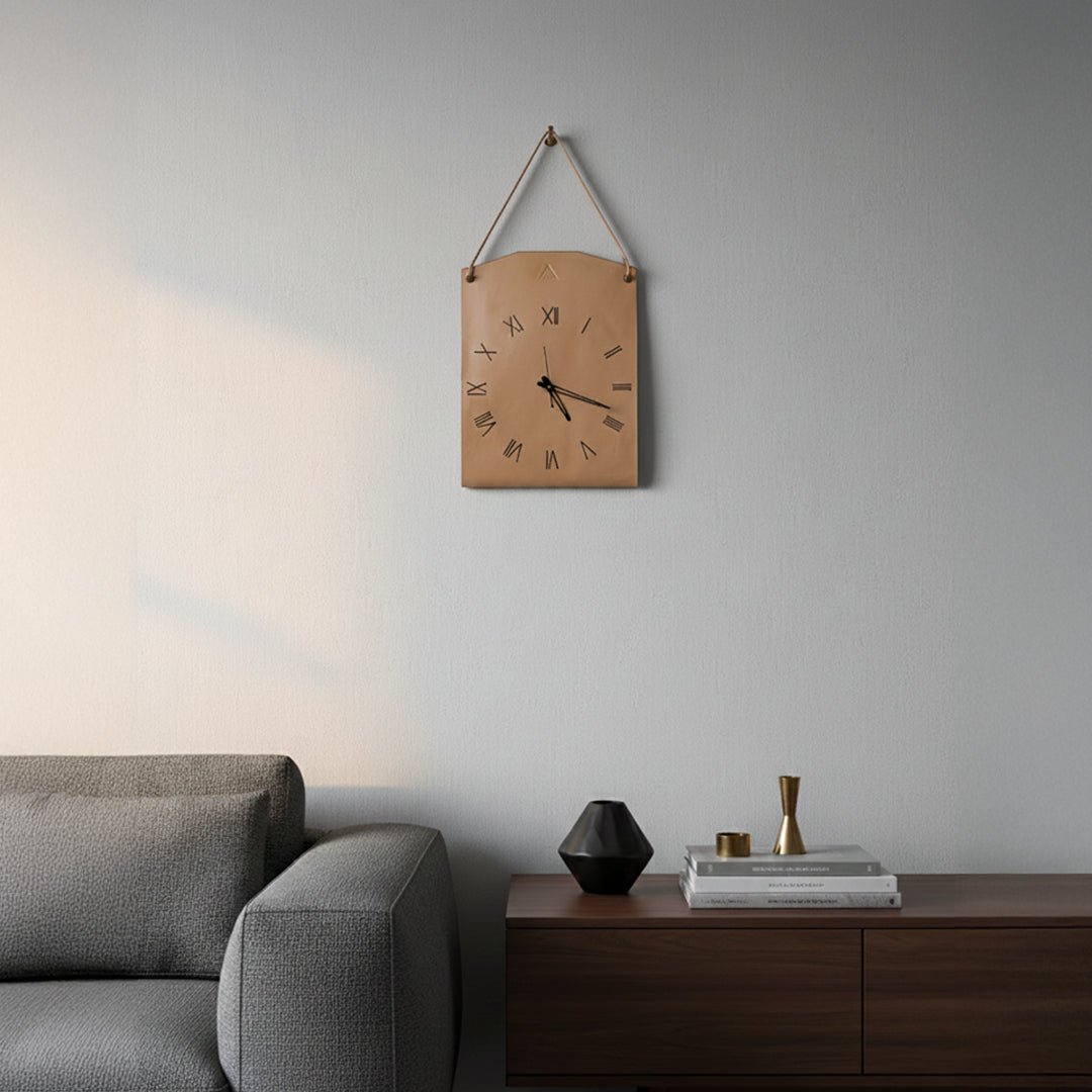 Tether Wall Clock- Real Leather
